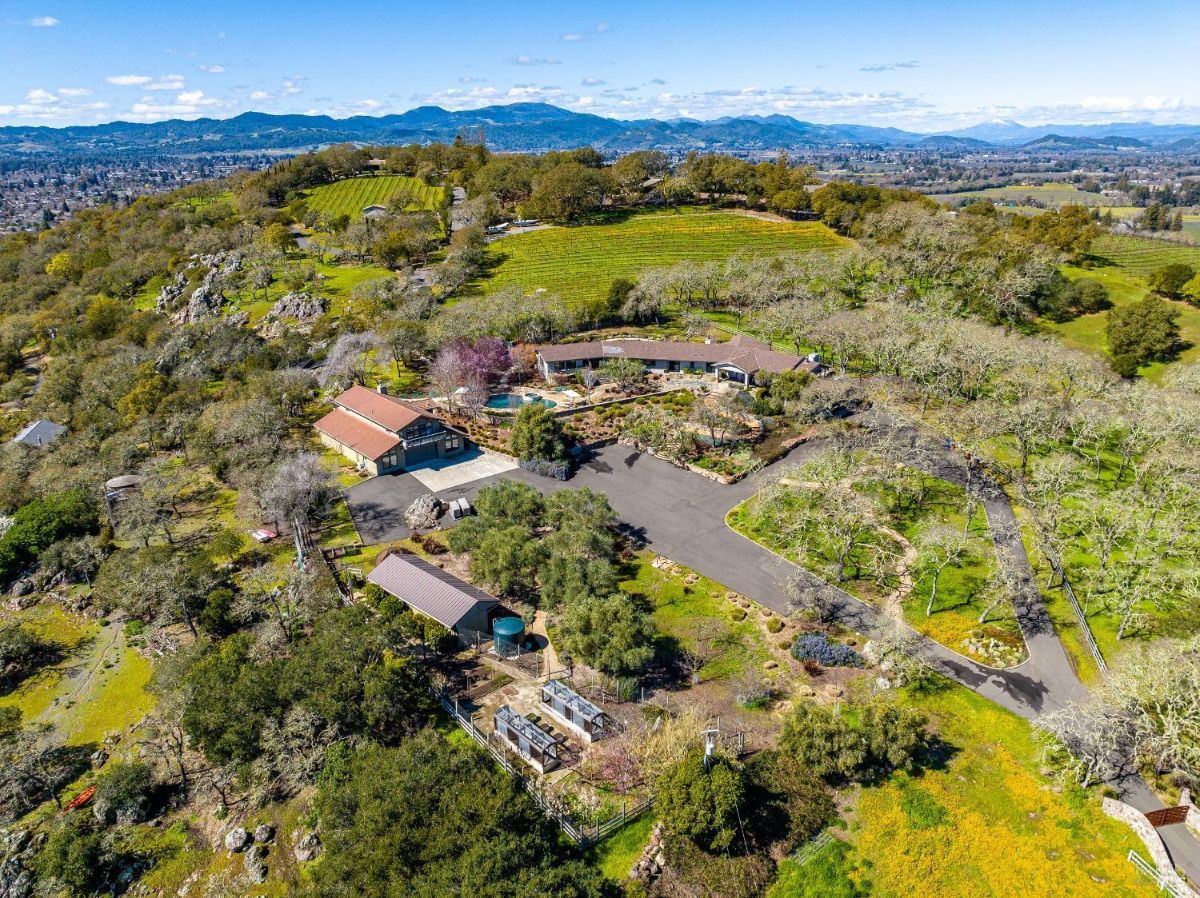 Aerial view of the property at 2225 1st Avenue in Napa, CA.