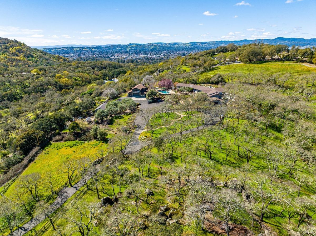 Aerial view of the house at 2225 1st Avenue in Napa, CA.