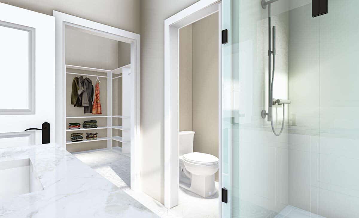 The primary bathroom includes a toilet room and a walk-in closet.