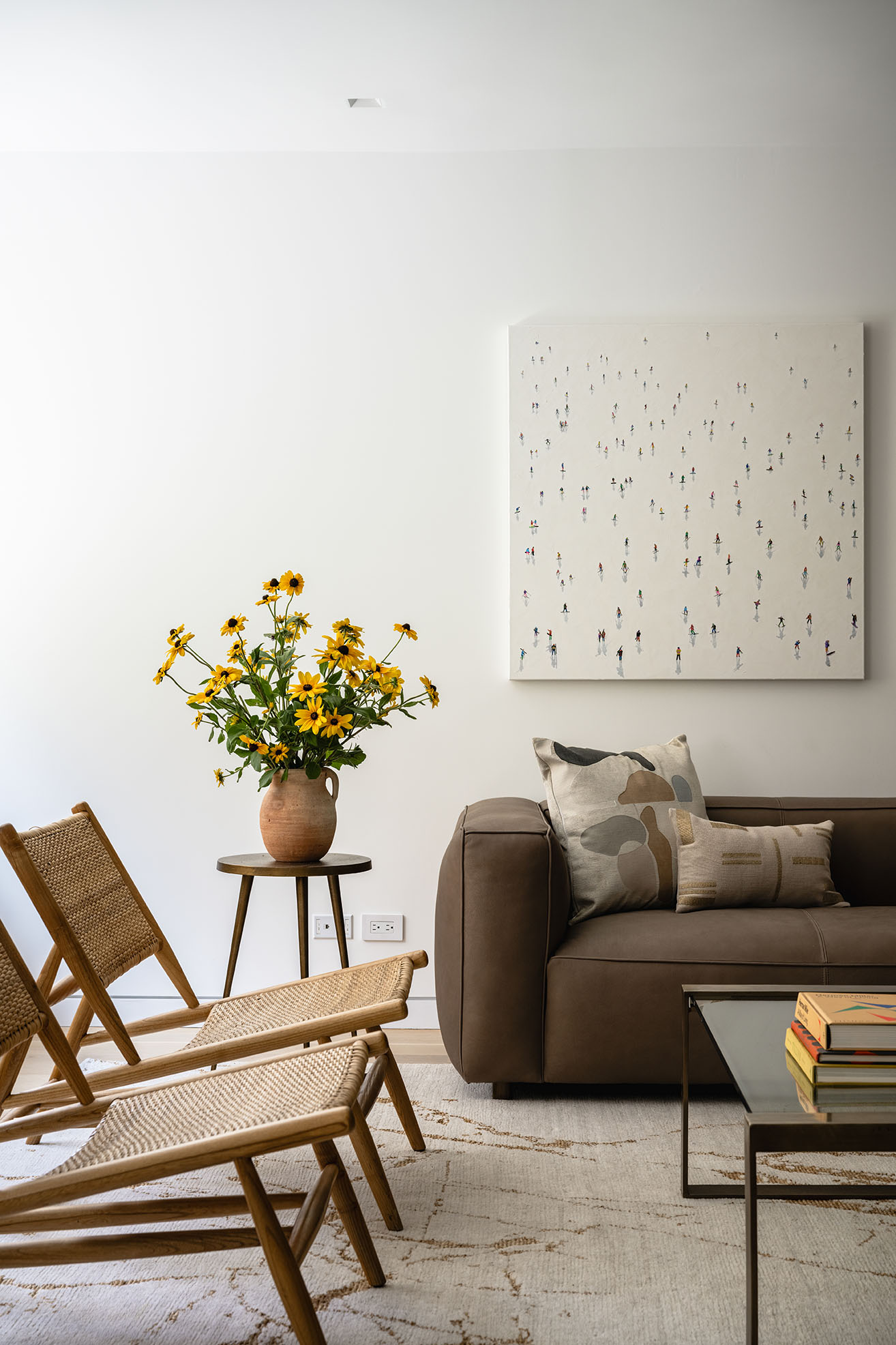 Pair of accent chairs in NYC mid-century modern apartment