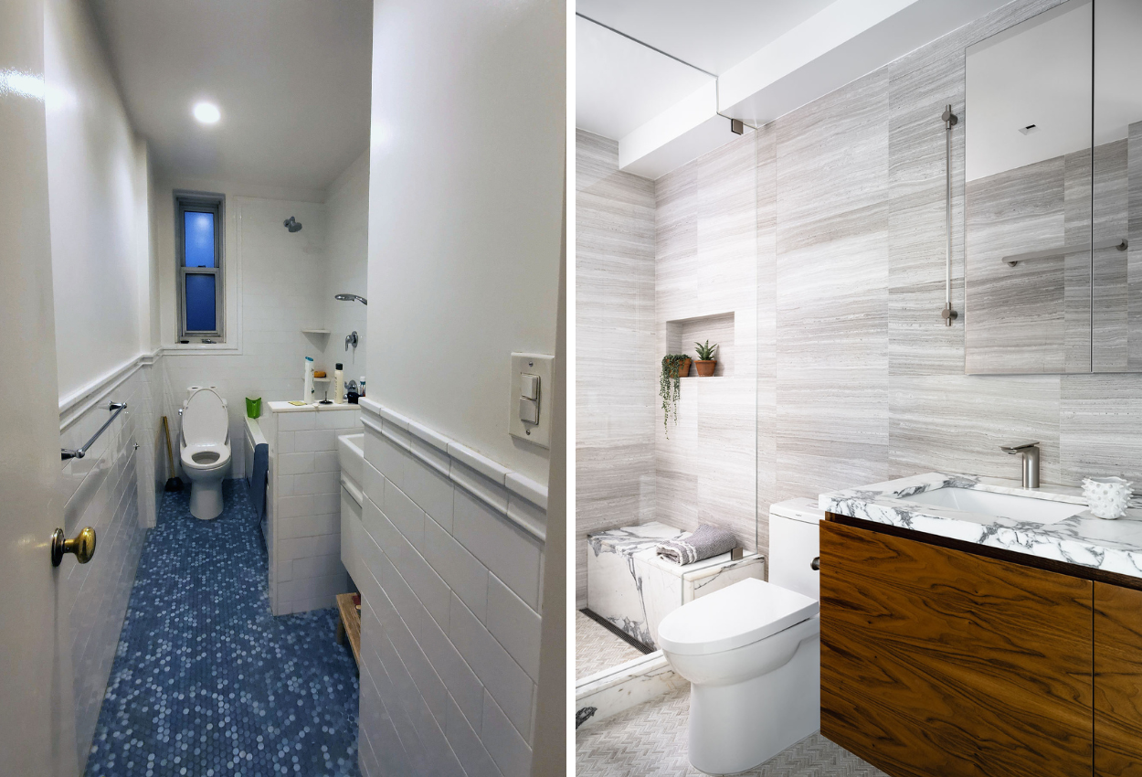 Bathroom before and after.