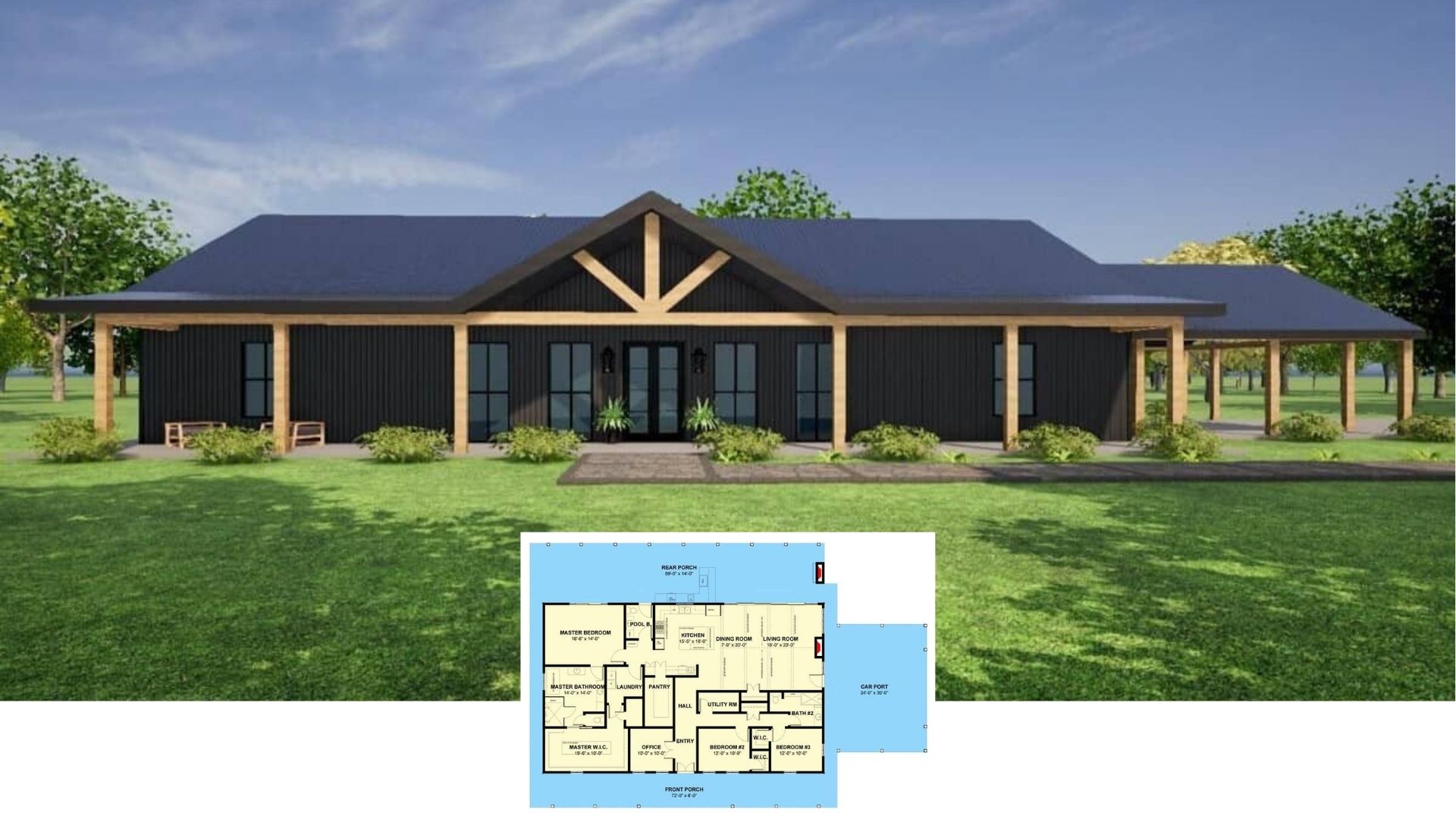 Check Out the 2,535 Sq. Ft. Barndo-Style Home with Wraparound Porch and 3 Bedrooms – Floor Plan Inside