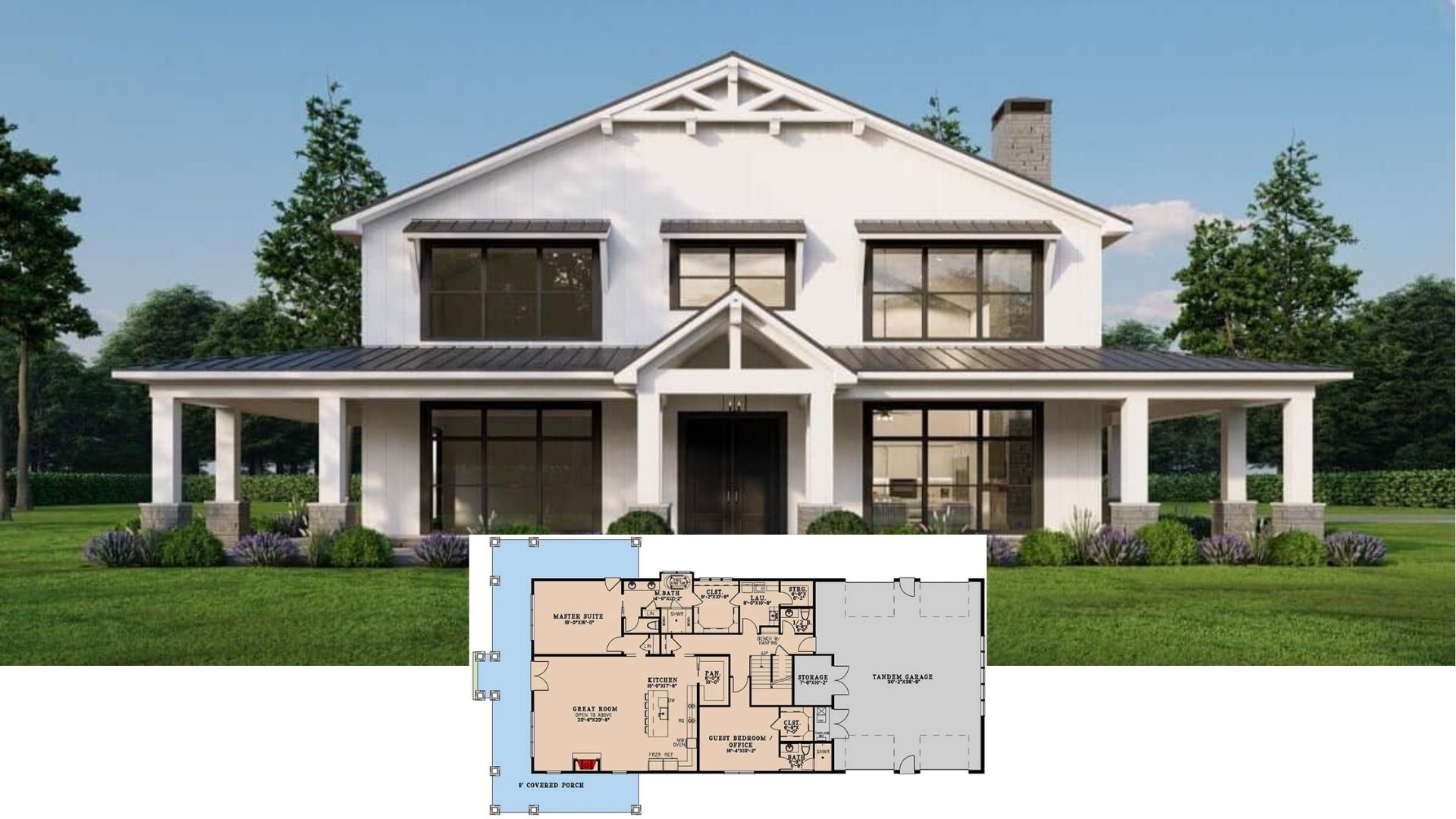 Welcome to this 3,779 Sq. Ft. Barndominium Style Home: 5 Bedroom and a Tandem Garage (Must See Floor Plan)