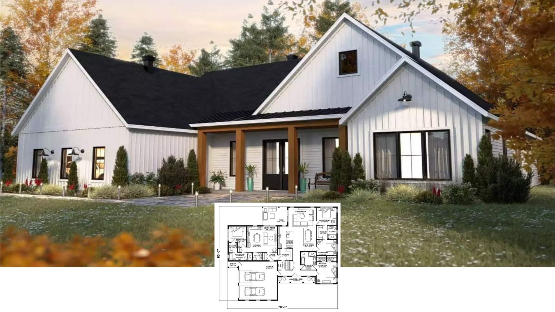 Check Out This 2,440 Sq. Ft. Country Style House with 4 Bedrooms and a Front Porch (Floor Plan Included)