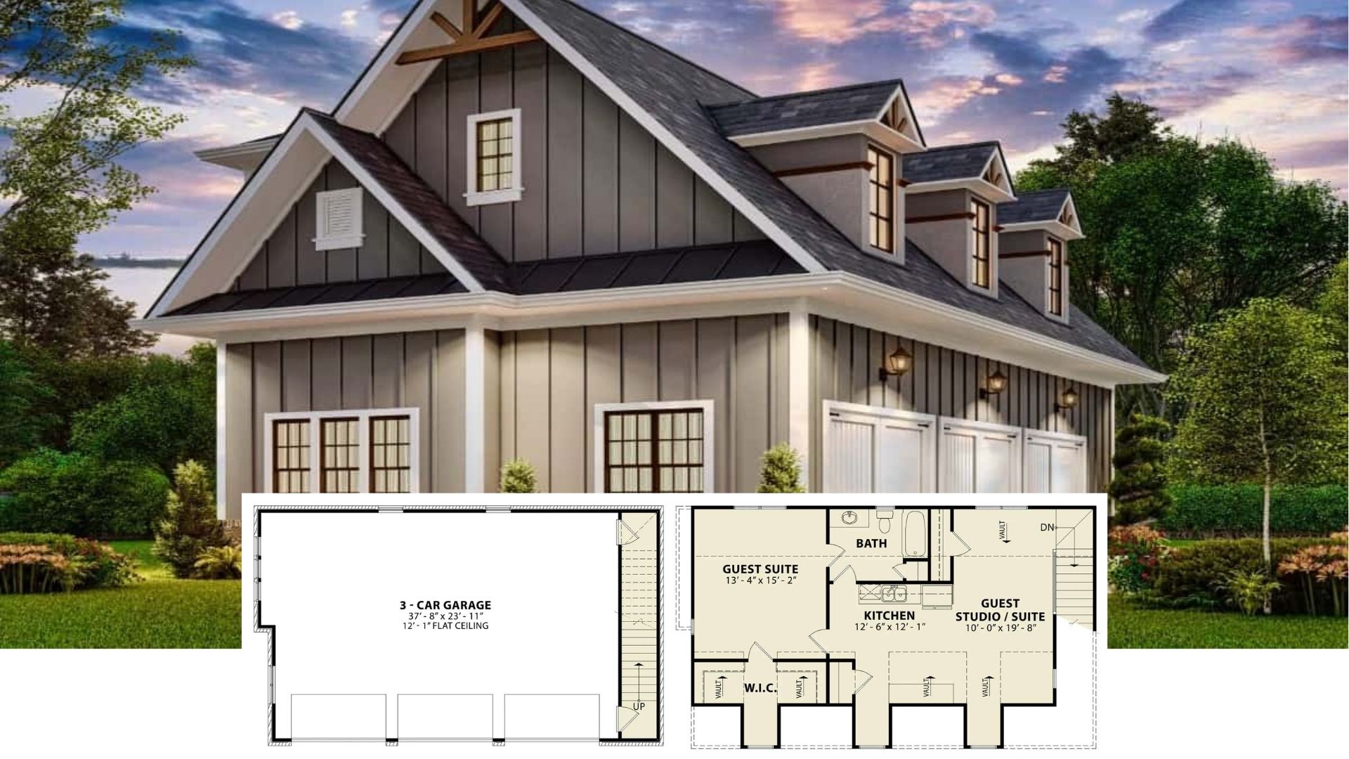 Introducing a Stunning 1 Bedroom, 1,833 Sq. Ft. Carriage Home with Open Living and 3-Car Garage (Floor Plan Included)