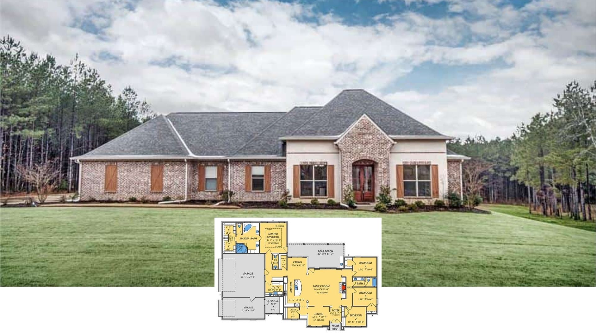 Introducing a 4 Bedroom 2,648 Sq. Ft. Home with Rear Porch and 3-Car Garage (Floor Plan Included)