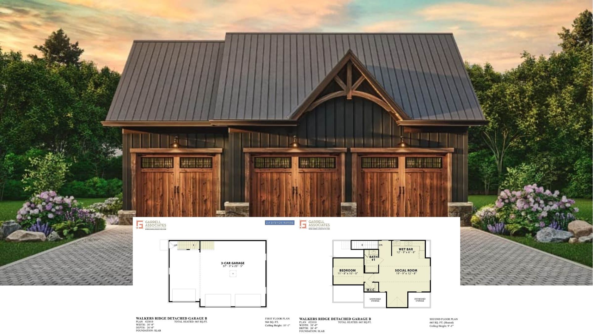 Discover the 665 Sq. Ft. Two Story Carriage Home with a 3-Car Garage – Floor Plan Inside