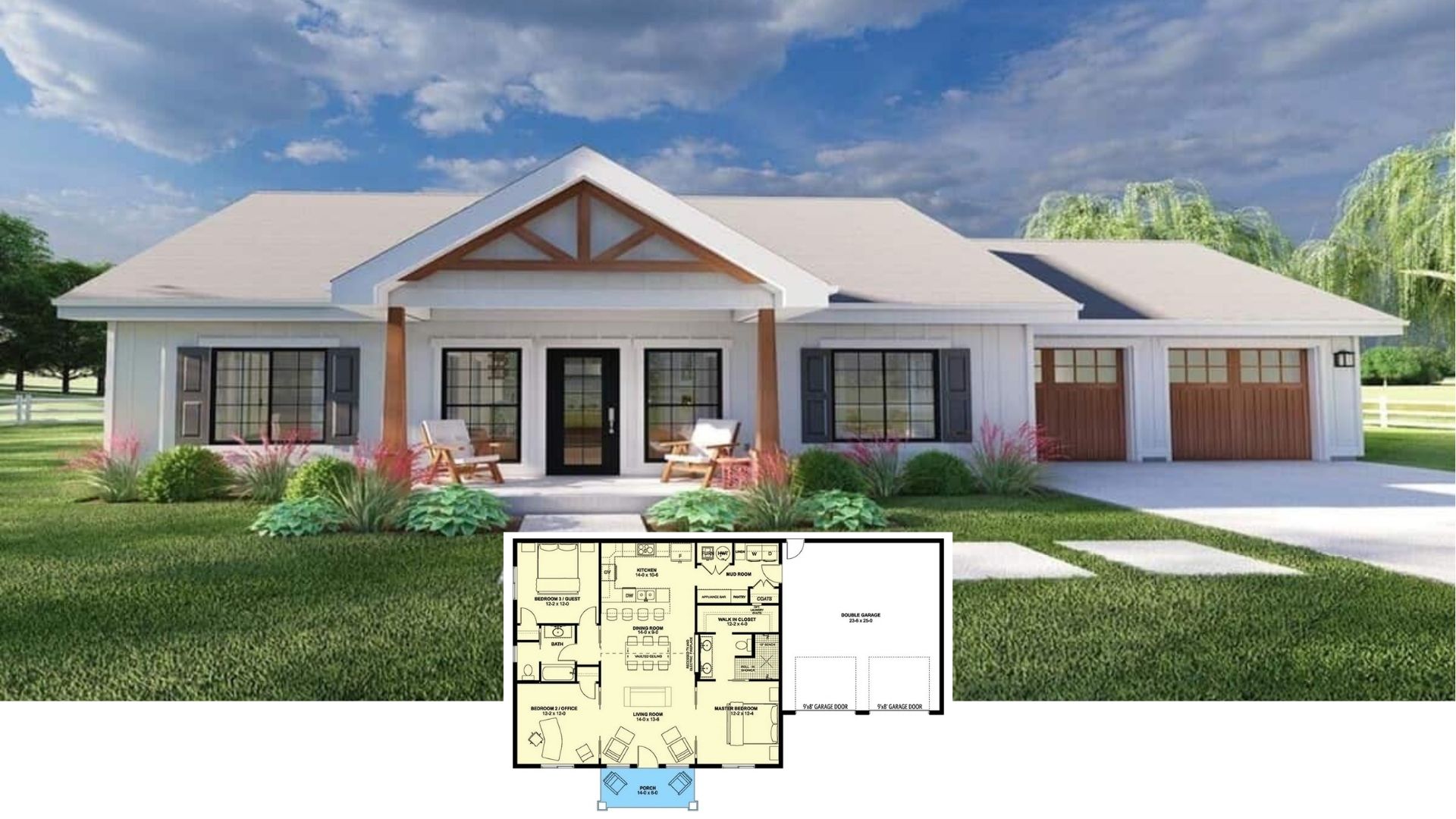 Step Inside This 1,360 Sq. Ft. 3 Bedroom Craftsman Home with Double Garage (Floor Plan Included)