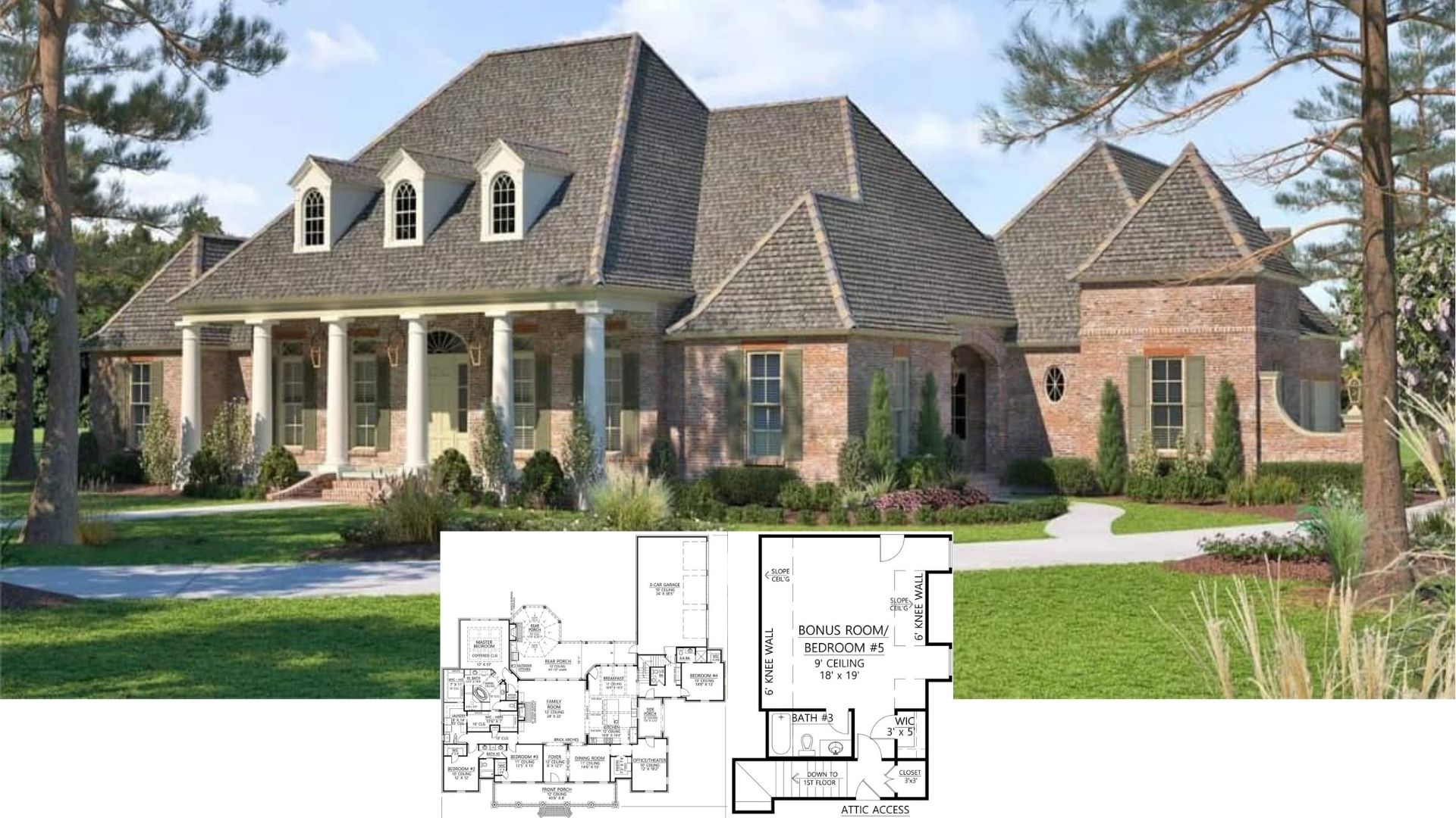 Welcome to a 3,851 Sq. Ft. 4-Bedroom French Country Home with Bonus Room and 3 Car Garage (Floor Plan Included)