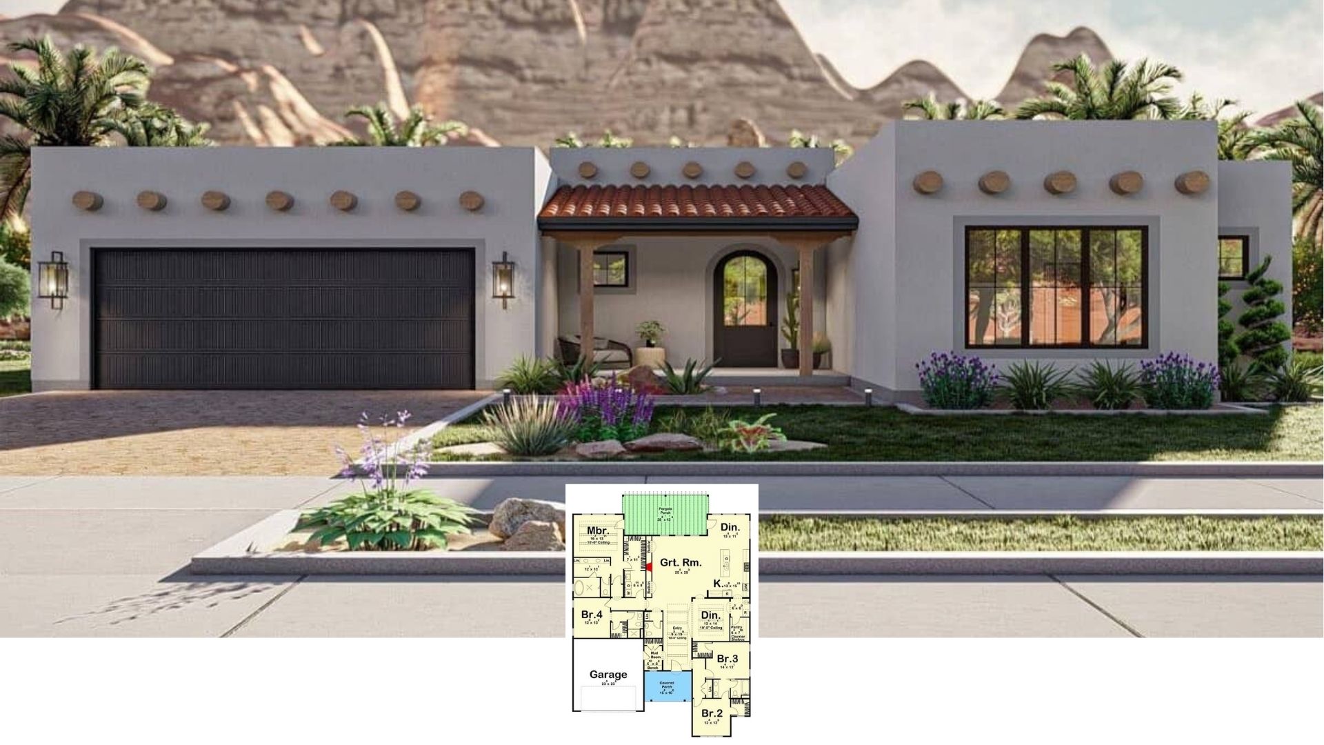 Introducing a 2,987 Sq. Ft. 4 Bedroom Desert Home with Pergola Porch and a Floor Plan You’ll Love