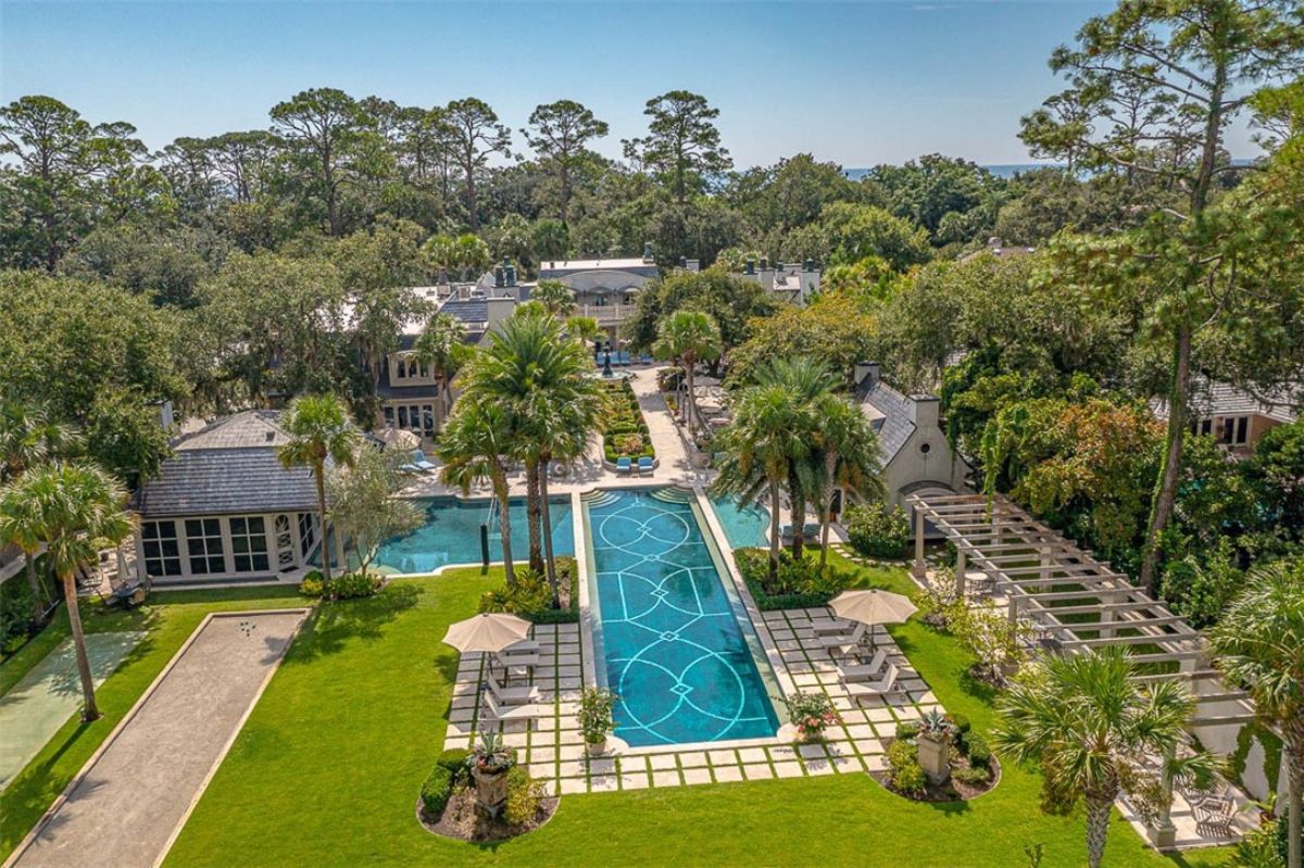 Aerial view of the pool