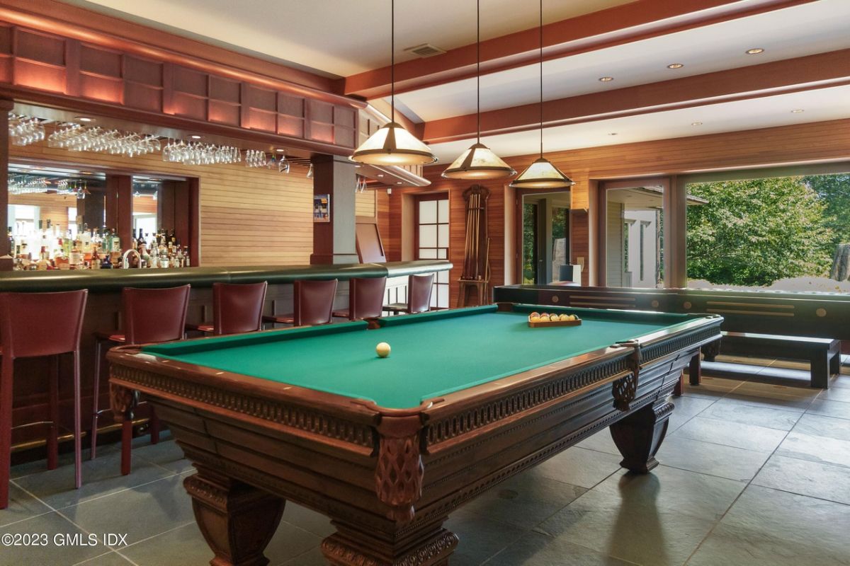 Pool table at the recreational room