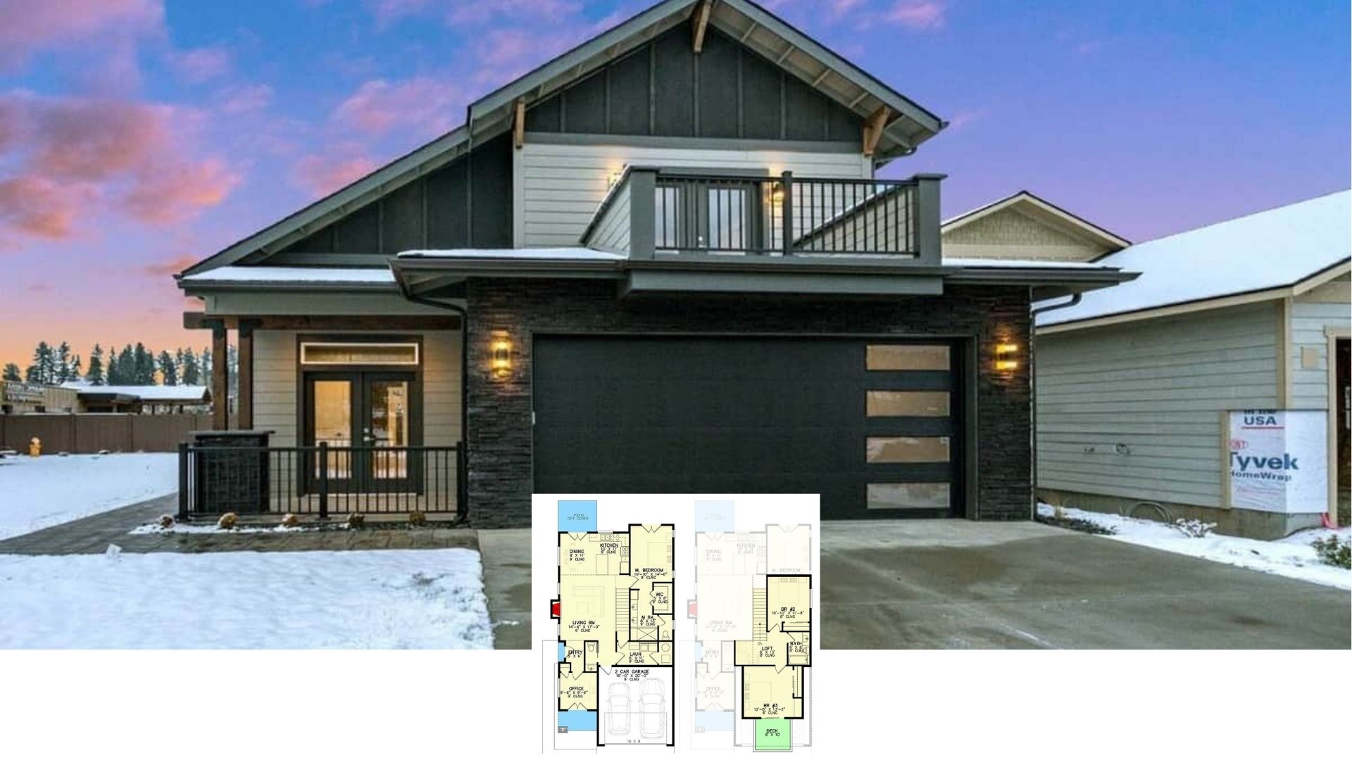 3-Bedroom Craftsman Style Two-Story Home with Loft and Narrow Footprint (Floor Plan)