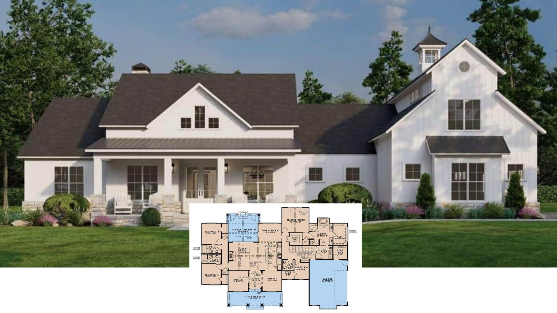 4-Bedroom Craftsman Style Two-Story Home with Front Porch and Bonus Room (Floor Plan)