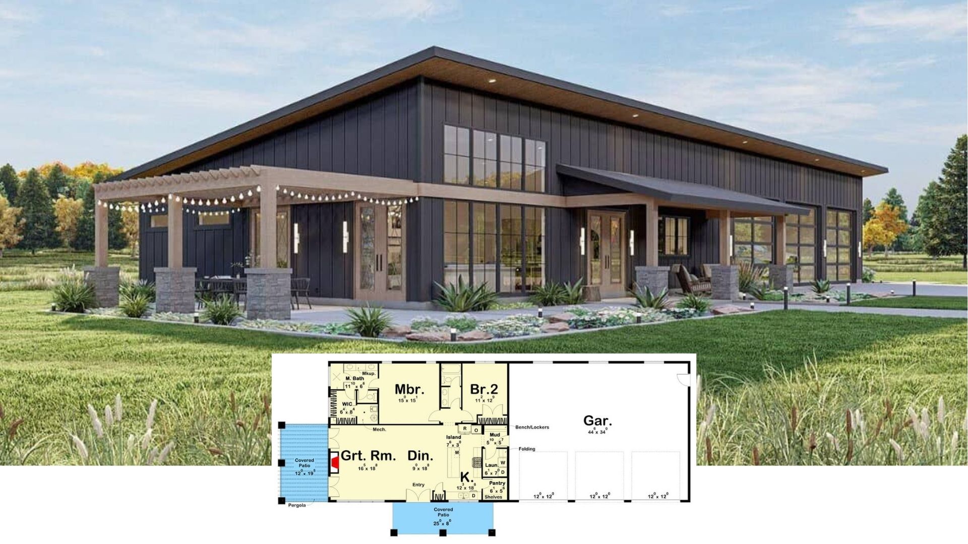 Step Inside This 1,575 Sq. Ft. Barndominium Style 2 Bedroom Home with a Must See Floor Plan and 3-Car Garage