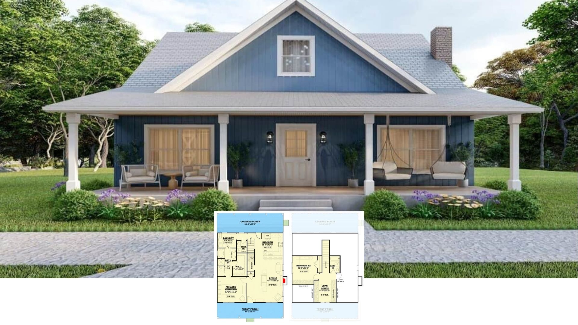 Experience This Country Style 2 Bedroom Home with Loft and Porches – 1,675 Sq. Ft. Floor Plan Included