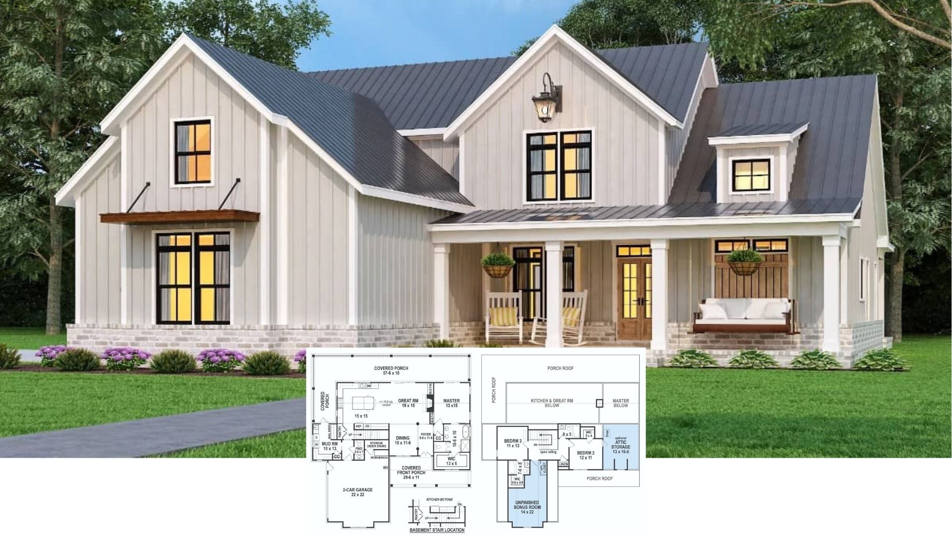 Discover This Two Story 3 Bedroom Farmhouse with Wraparound Porch and 1,999 Sq. Ft. Floor Plan