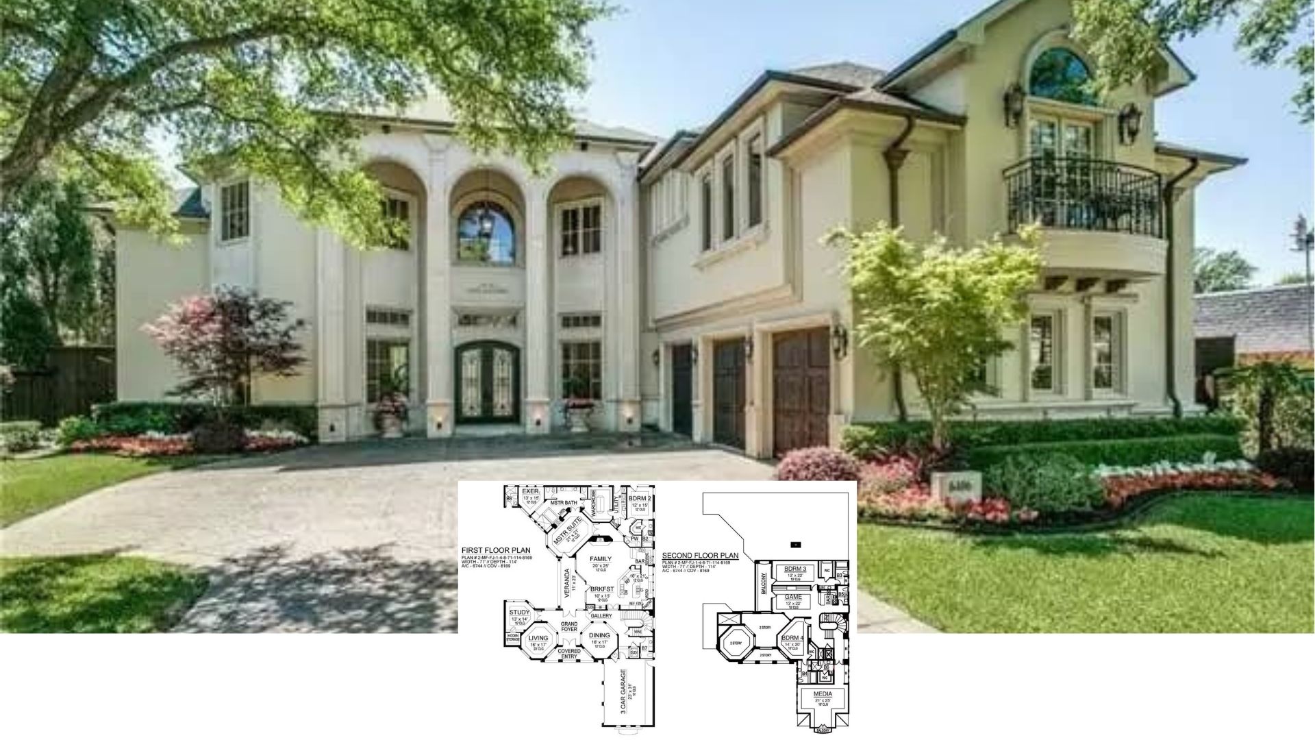 Get Inspired with This European Style 4 Bedroom Two Story Home with Elevator and Balconies (6,744 Sq. Ft. Floor Plan Included)