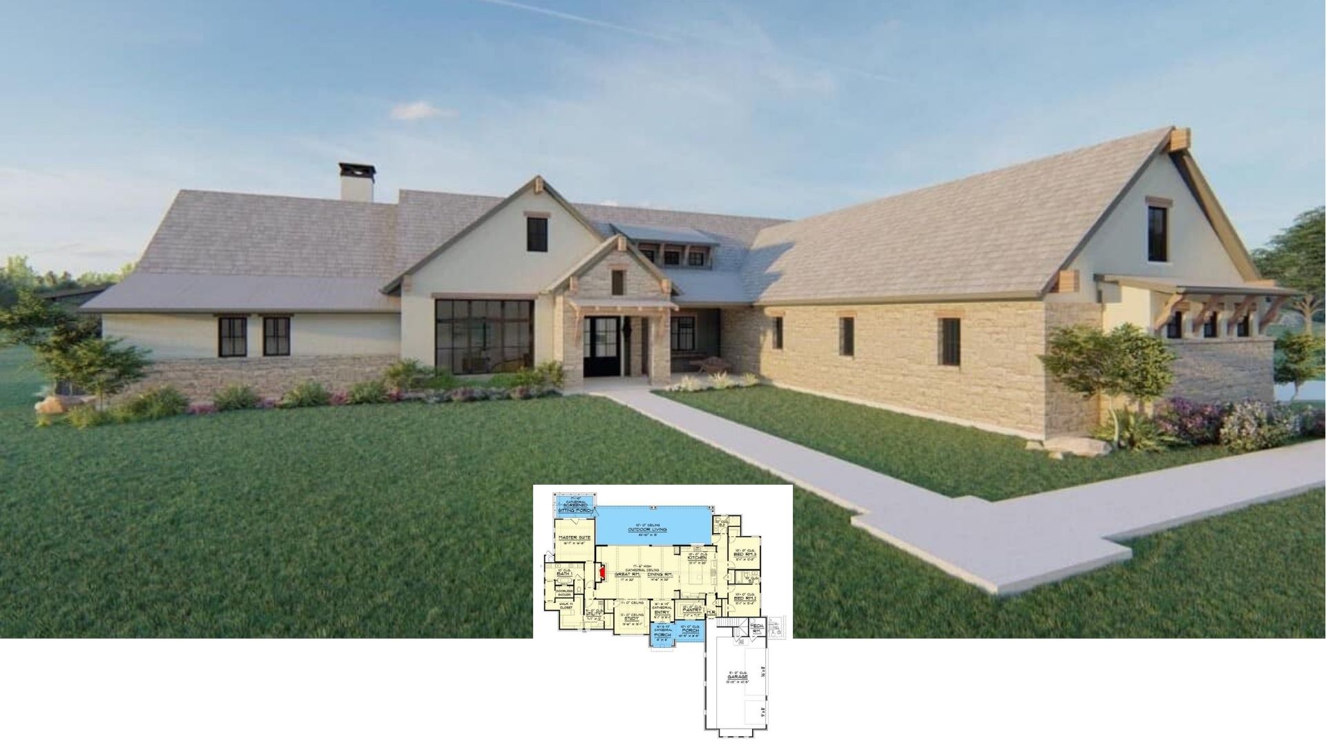 Experience This 2,848 Sq. Ft. Home with 3 Bedrooms, a 3-Car Garage and Beautiful Stone Facades – Floor Plan Inside