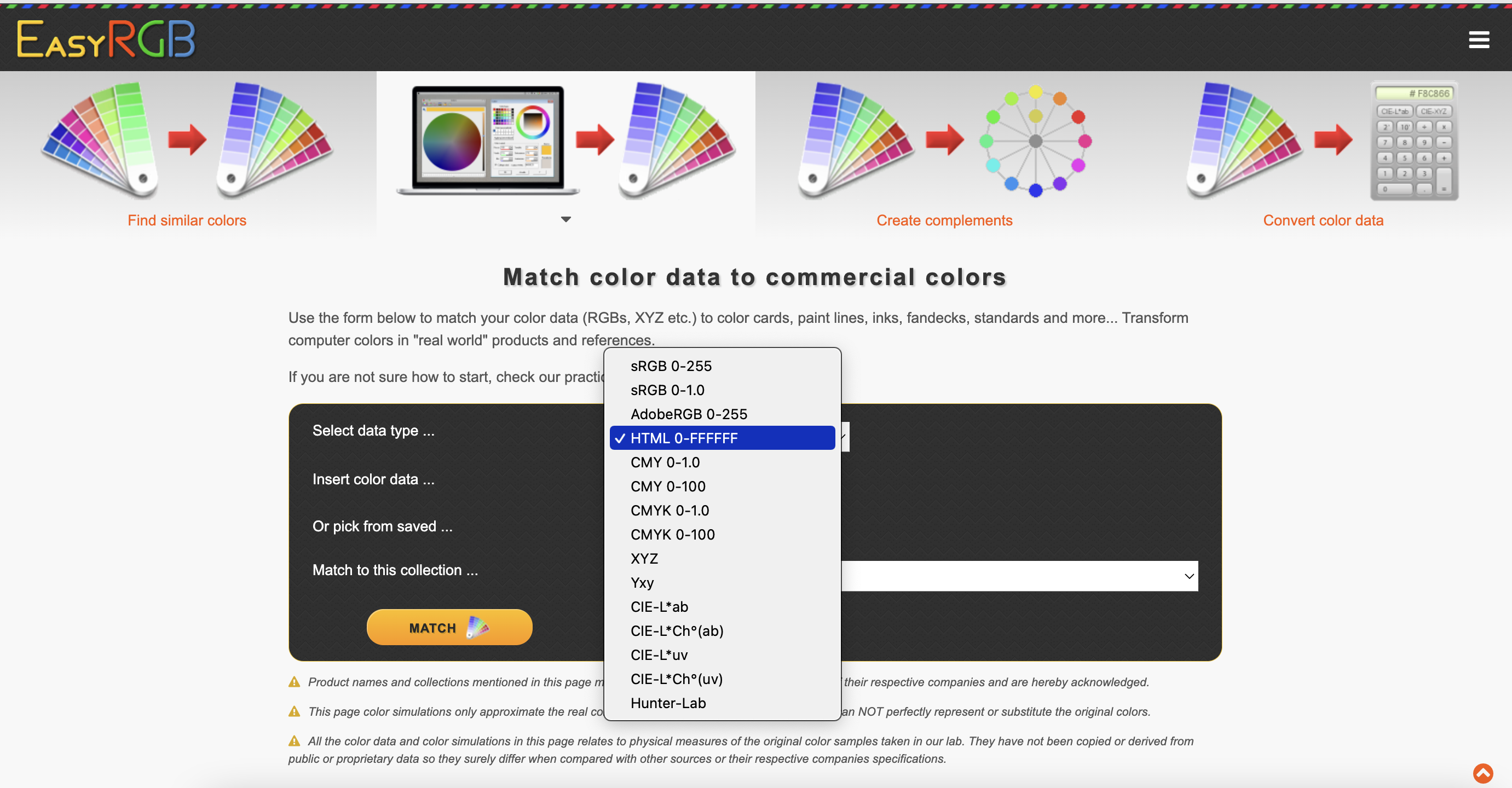 Select Hex html color input option