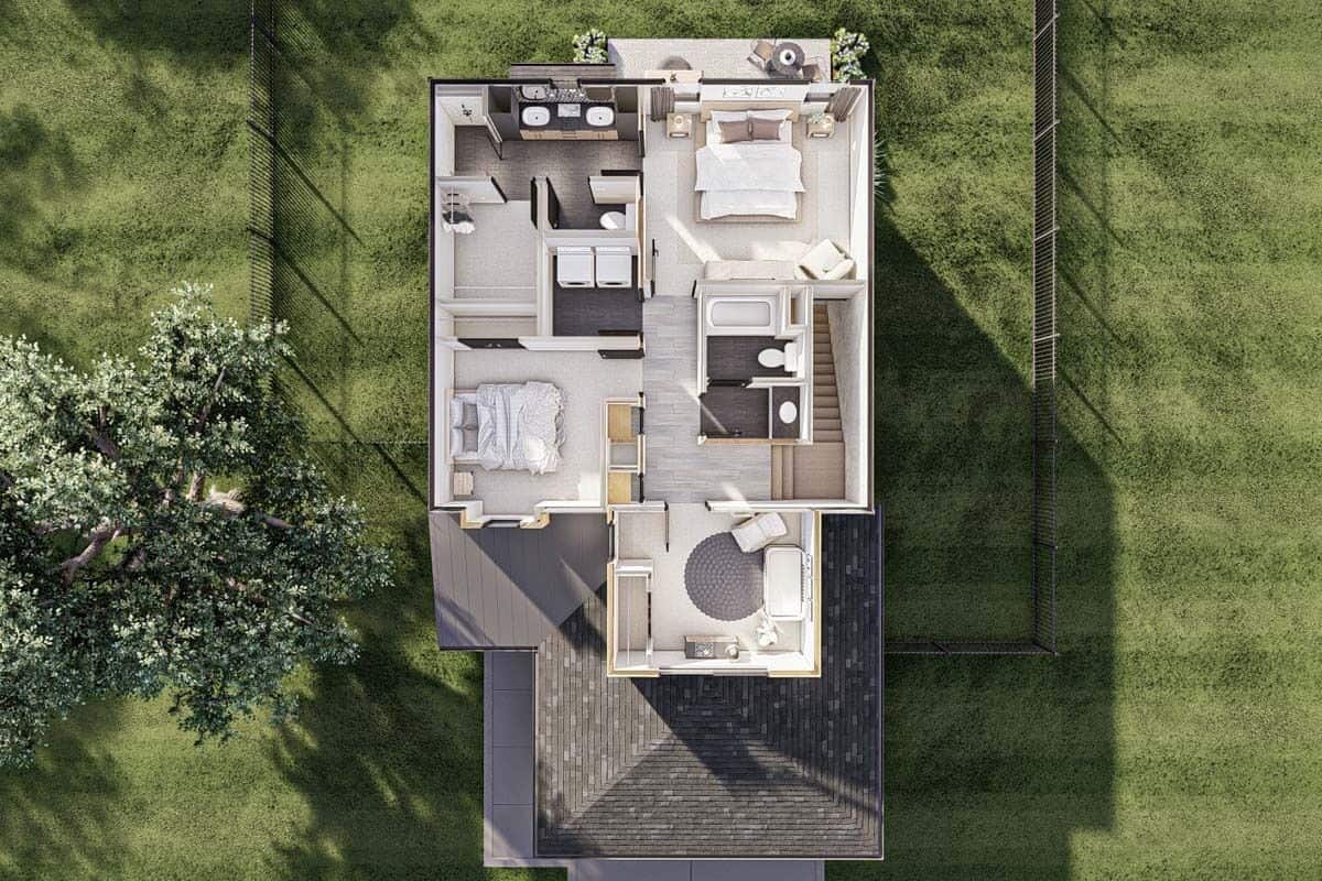 3D second level floor plan