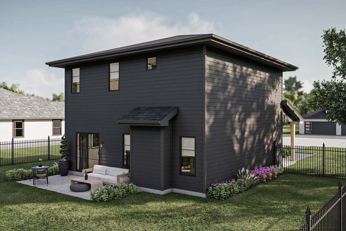 Rear view of the house showcasing an open patio.