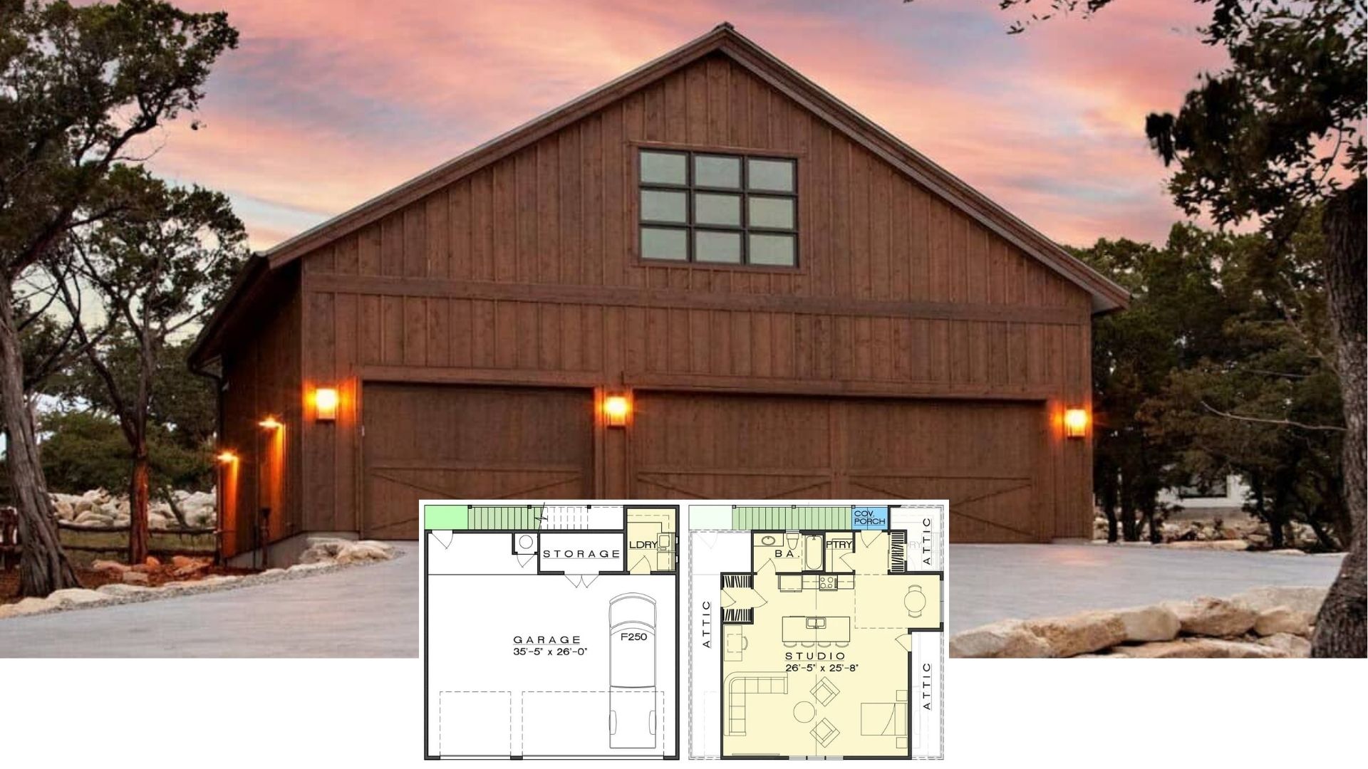 Two-Story Carriage Home with 3-Car Garage and Studio Apartment Above (Floor Plan)