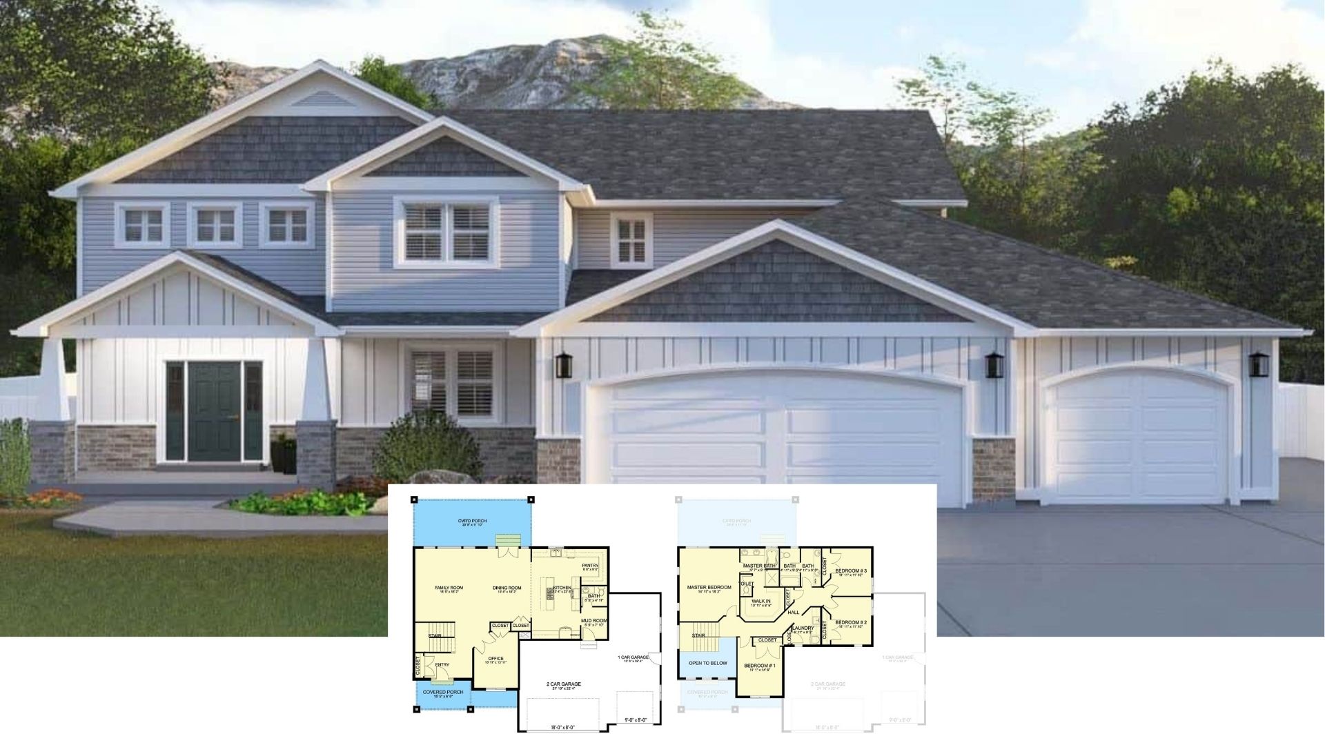 5-Bedroom Country Style Two-Story Home with 3-Car Garage and Lower Level Expansion (Floor Plan)