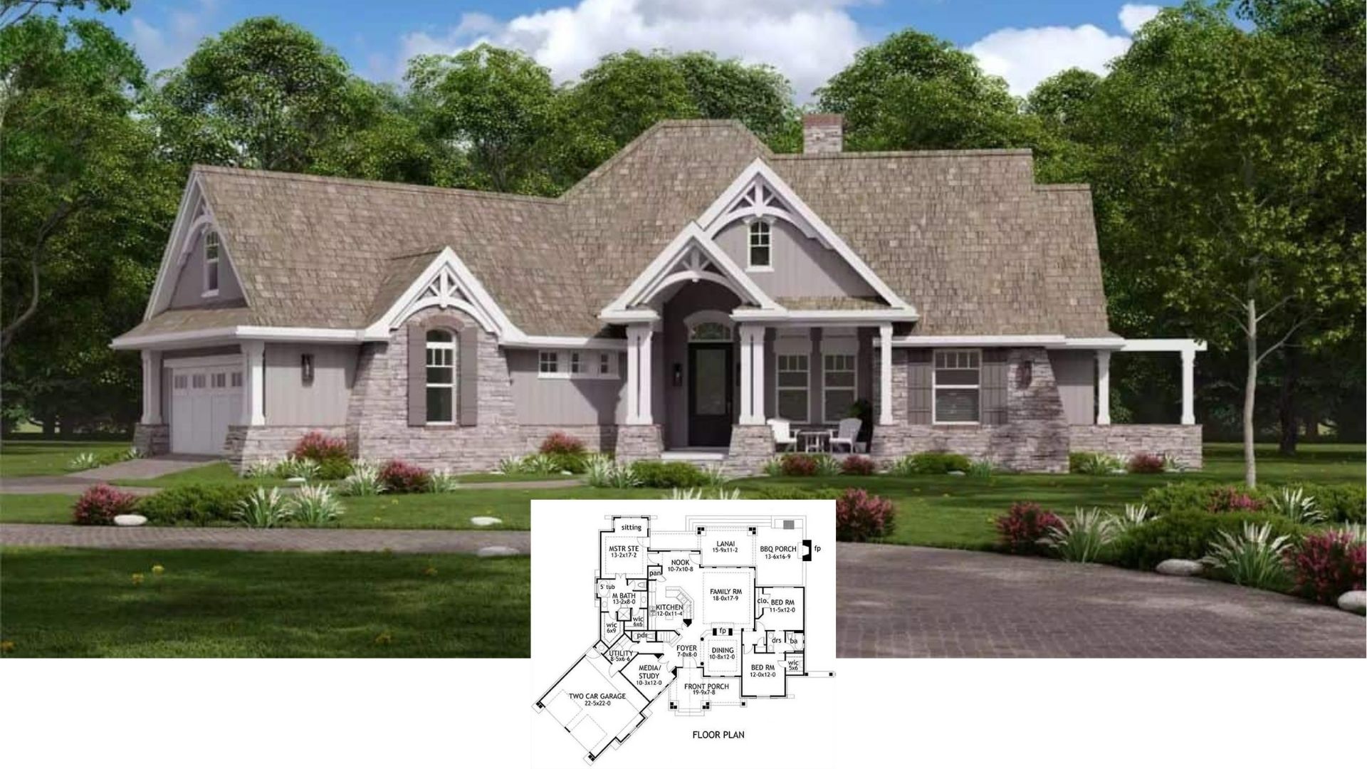 L’Attesa di Vita II 3-Bedroom Single-Story Craftsman with Walkout Basement and Bonus Room Above the Angled Garage (Floor Plan)