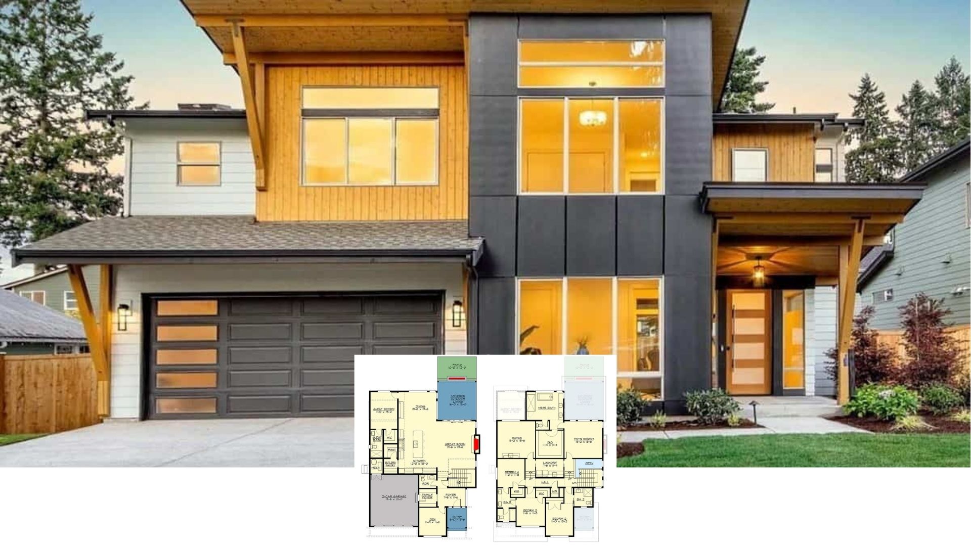 Modern Style Two-Story 5-Bedroom Home with Jack & Jill Bath and Bonus Room (Floor Plan)