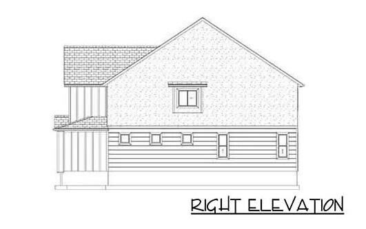 Right elevation sketch of the craftsman style two-story 6-unit multiplex home.