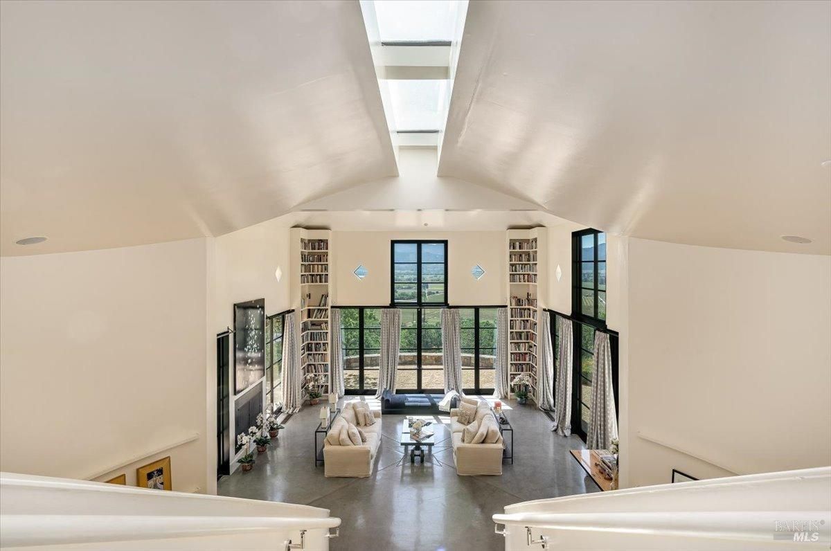 Living room with glass windows.