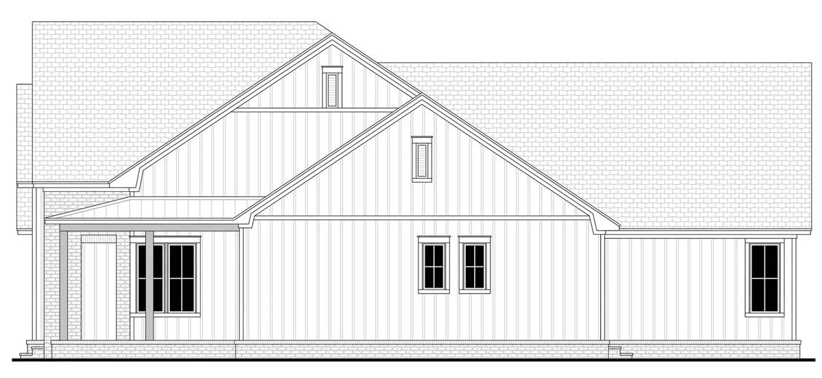 Right elevation sketch of the Remington Ridge 3-bedroom two-story modern farmhouse.