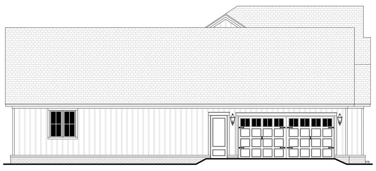 Left elevation sketch of the Remington Ridge 3-bedroom two-story modern farmhouse.