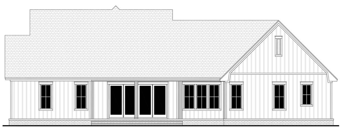 Rear elevation sketch of the Remington Ridge 3-bedroom two-story modern farmhouse.