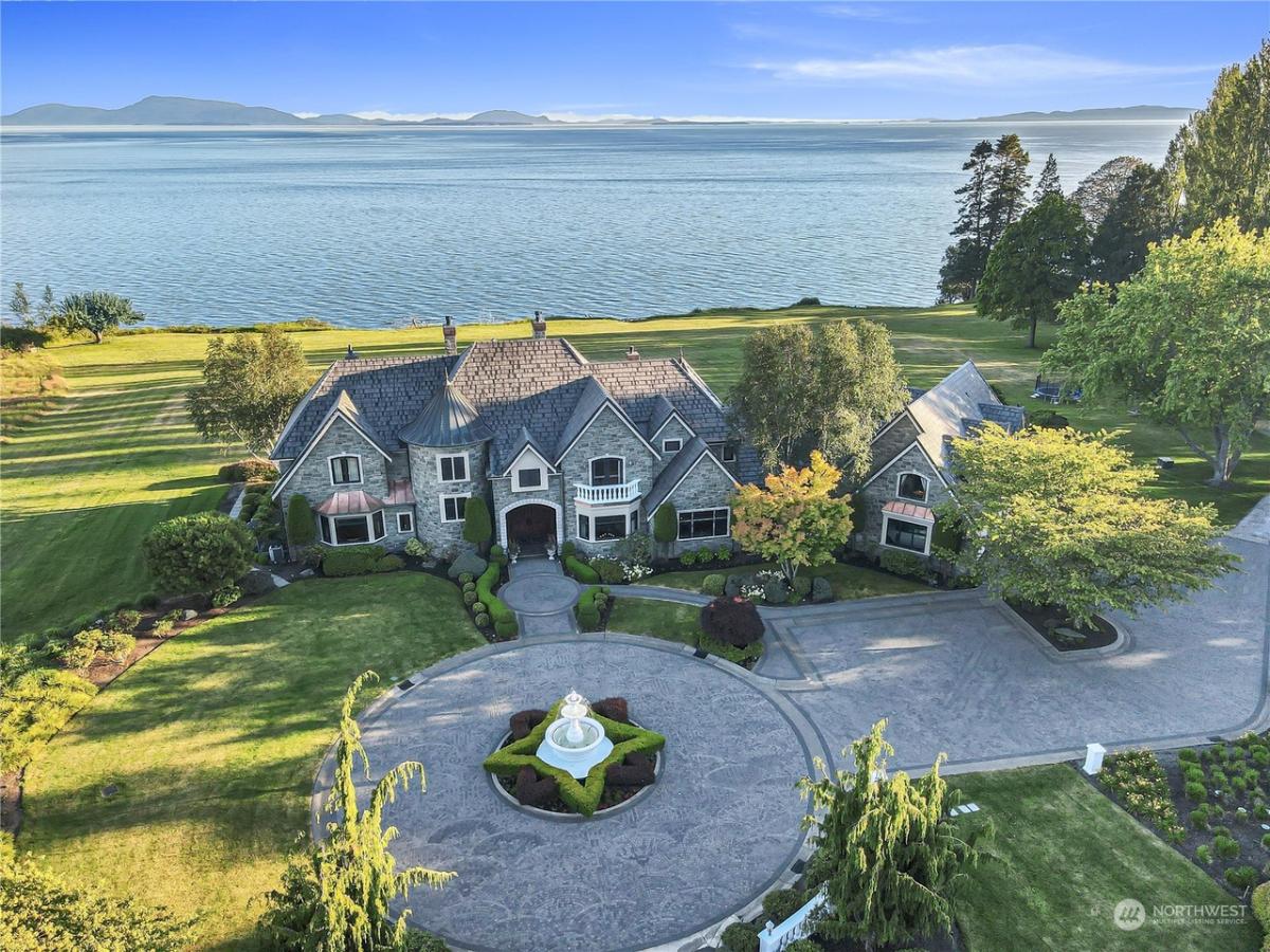 Aerial front view of the mansion.