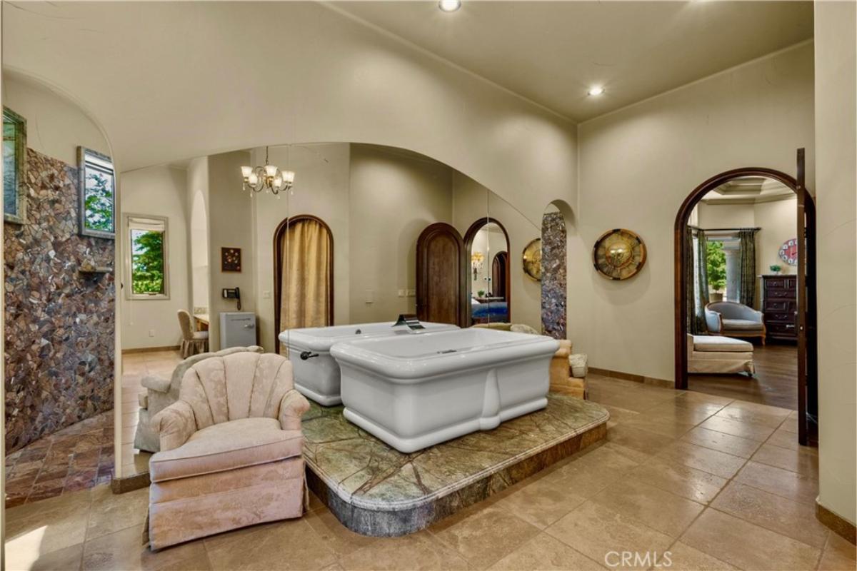 Bathroom with a soaking tub.