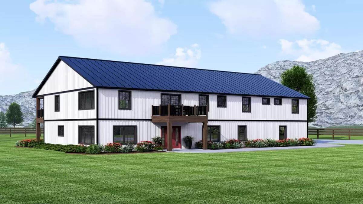 7-Bedroom Barndominium Style Two-Story Home with Loft and Apartment Above the 3-Car Garage (Floor Plan)