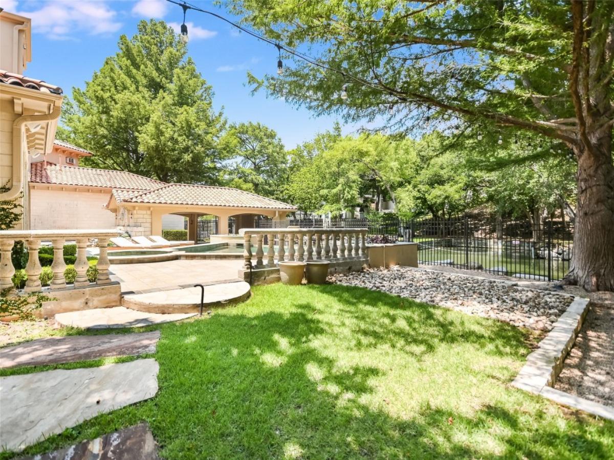 Backyard with a pool.