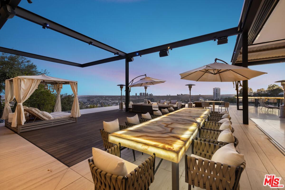 Patio with a table and chairs.