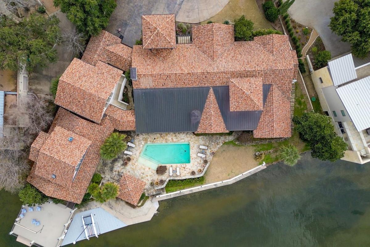 Aerial top view of the 7,152 Sq. Ft. Property in Horseshoe Bay, TX.