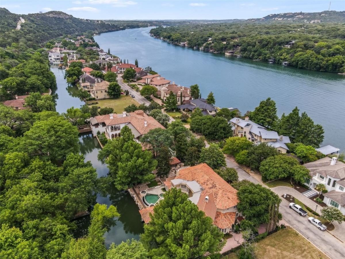 Aerial view of the 7,755 Sq. Ft. Mansion in Austin, TX.