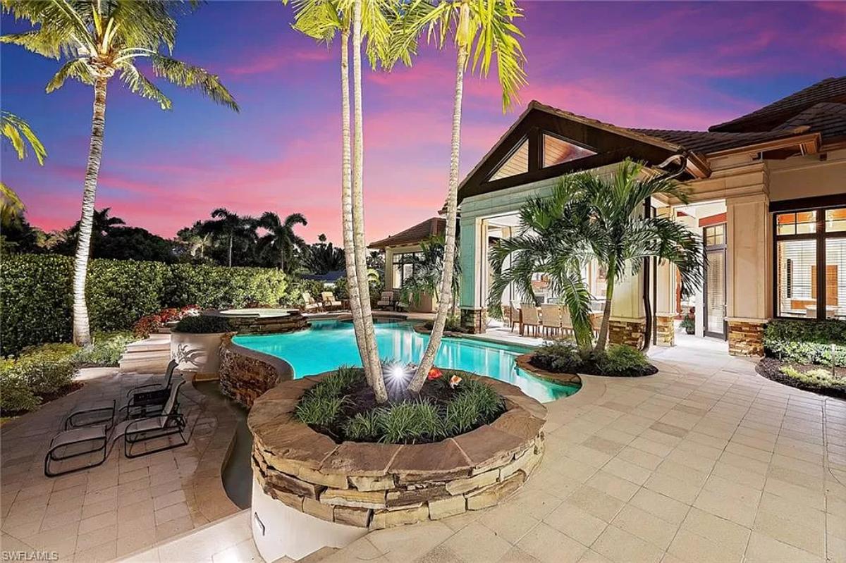 Pool with lounge chairs.