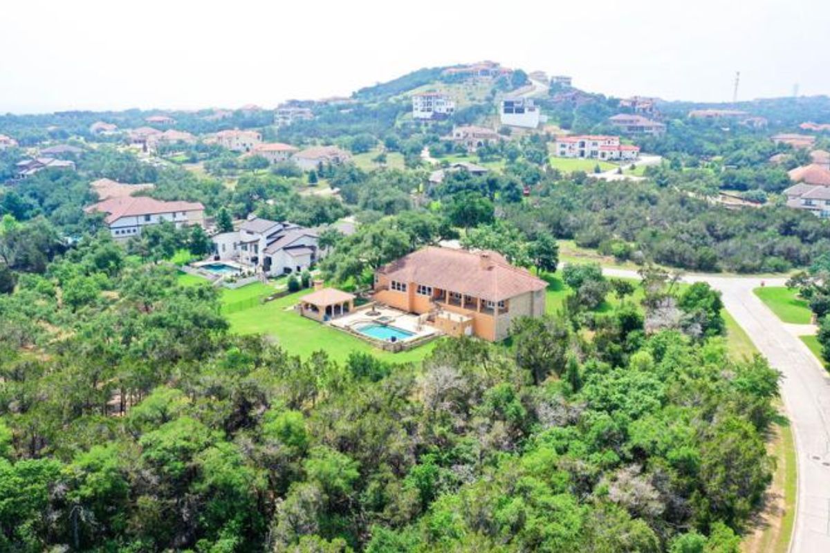 The aerial view of the property.