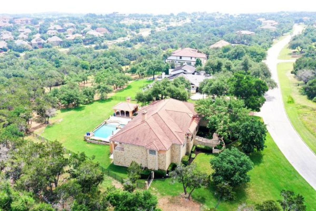 The aerial view of the property.