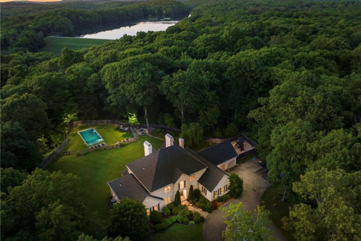 An aerial view of the property.