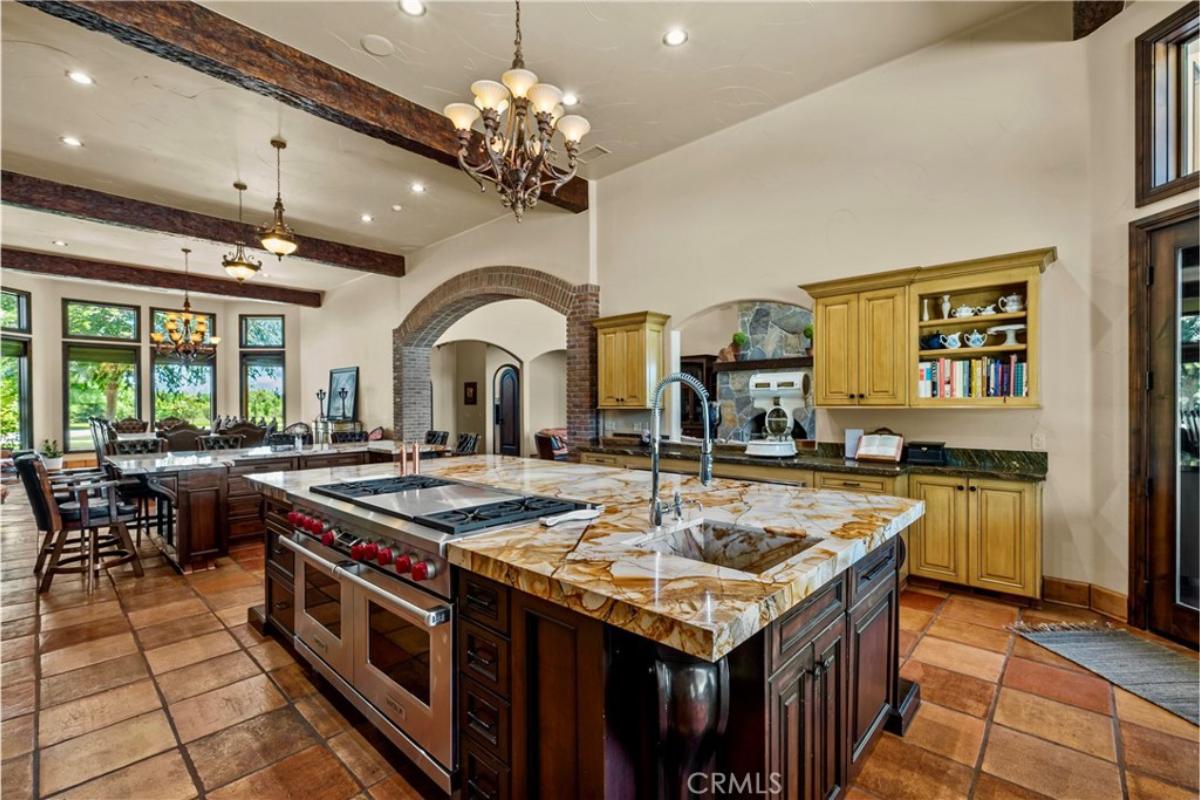 Kitchen with a center island prep area.