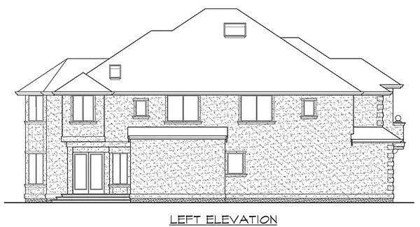 Left elevation sketch of the La Belle Fleur two-story 4-bedroom traditional home.