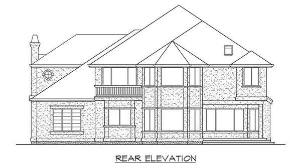 Rear elevation sketch of the La Belle Fleur two-story 4-bedroom traditional home.