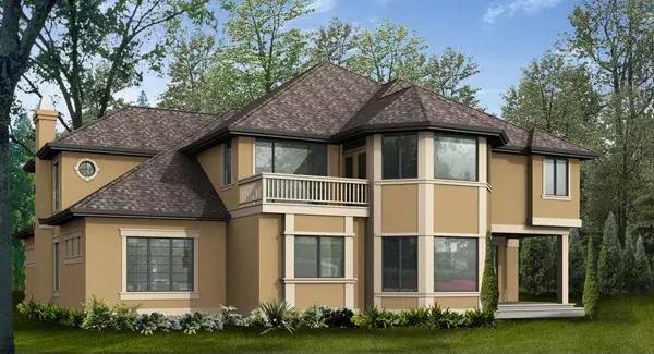 Rear rendering of the La Belle Fleur two-story 4-bedroom traditional home.